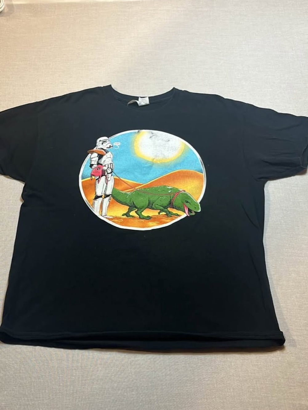 Black Reptile Graphic T-Shirt with Green Dinosaur